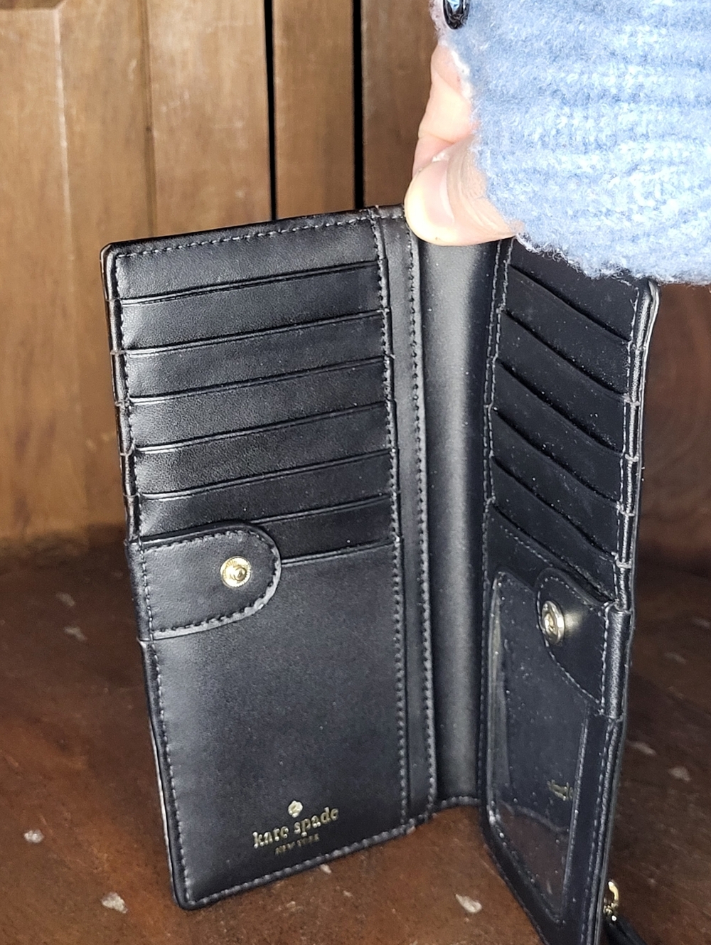 kate spade black wallet with cream polka dots - Picture 10 of 16
